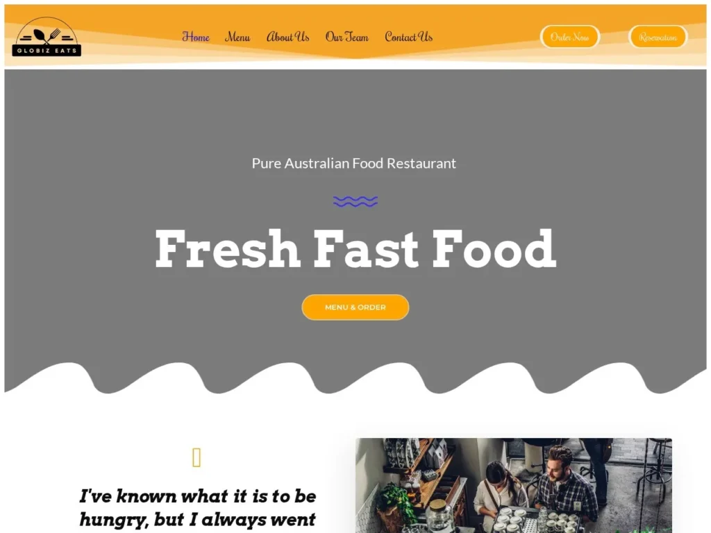 Globiz Eats website screenshot