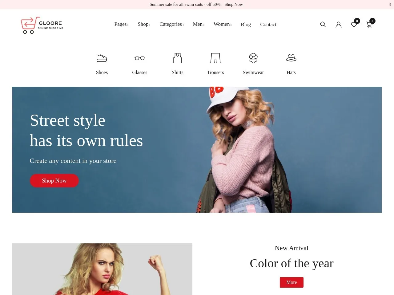 Gloore Store website screenshot
