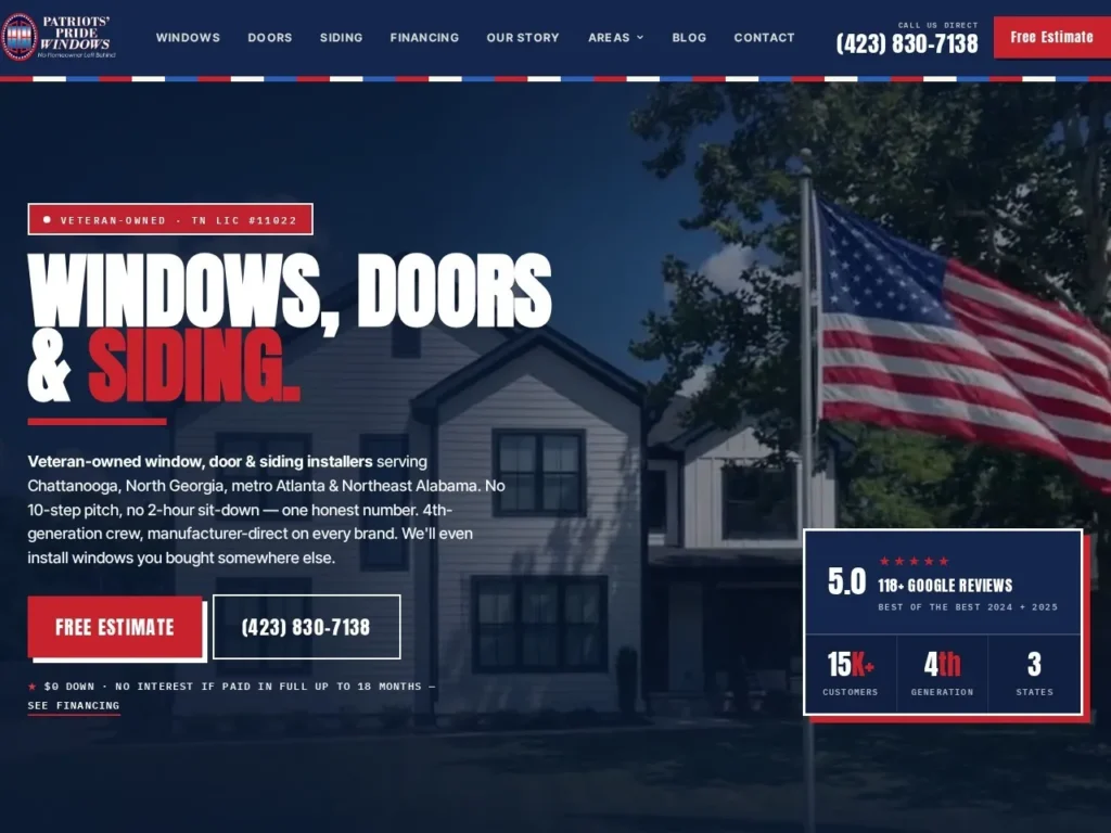 Patriots Pride Windows website screenshot