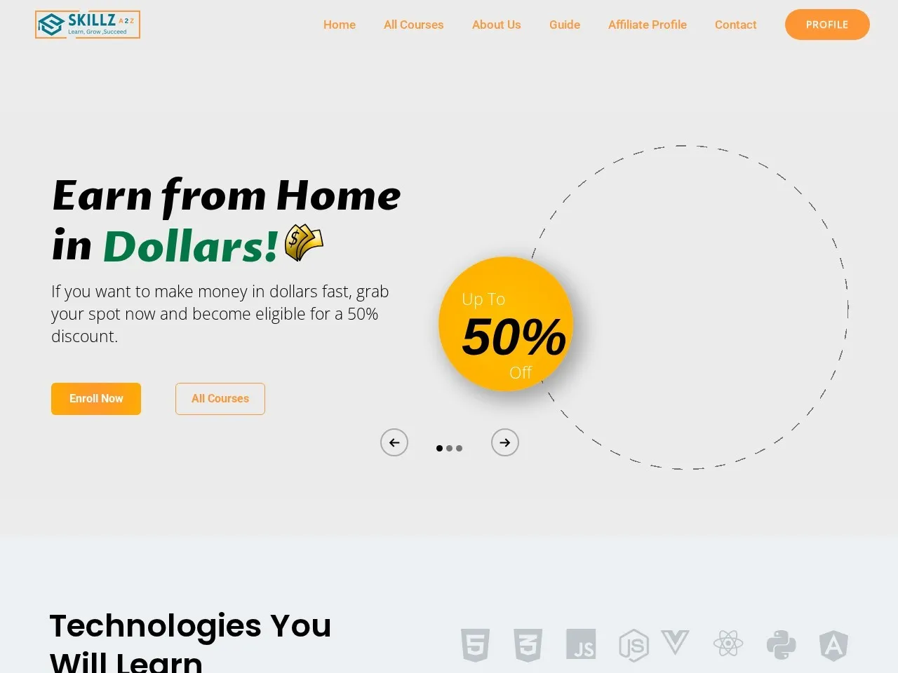SkillzA2z website screenshot